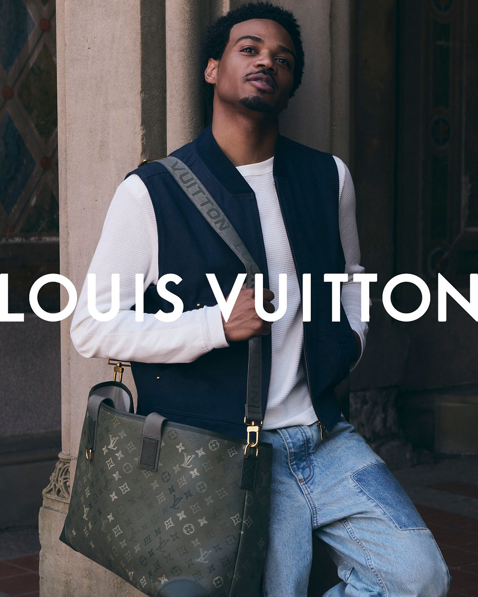 Louis Vuitton's Pre Fall 2026 Menswear Collection. Creative Director Pharrell Williams. Campaign. Adversiting. LV. Manhattan. Central Park. Oliver Hadlee Pearch. Tyshawn Jones. New York.