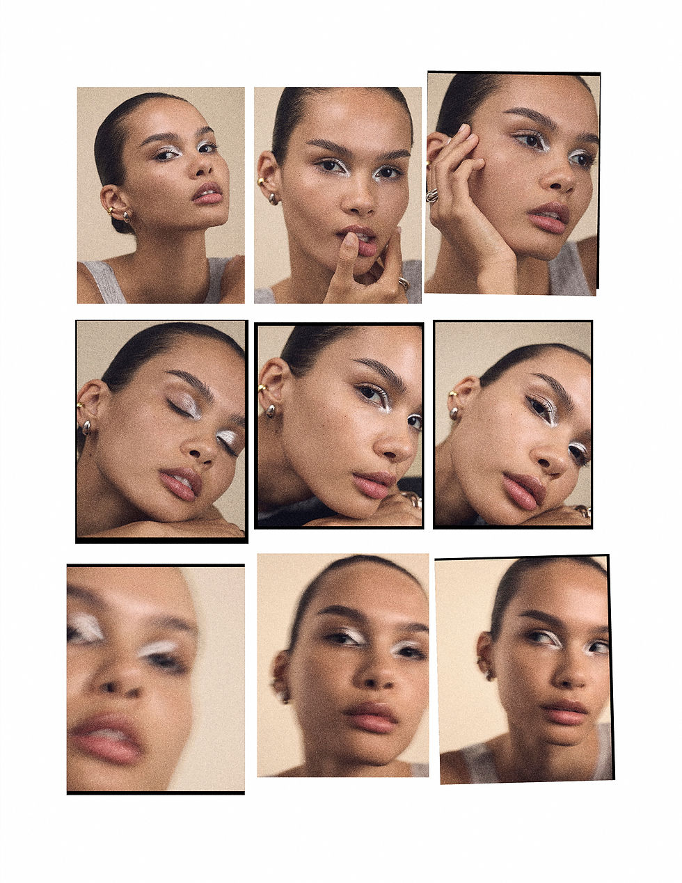 Robin Holzken, Thalita Gomes and Grace Gardiner shot by Cassie Robinson. Makeup by Charlotte Day. Hair by Gavin Harwin. Nails by Pika. Props by Megan Krieman. Fashion from Acne Studios, Saint Laurent, Prada, Jaquemus, Alaïa, Loewe, Khaite, Dries van Noten and Proenza Schouler