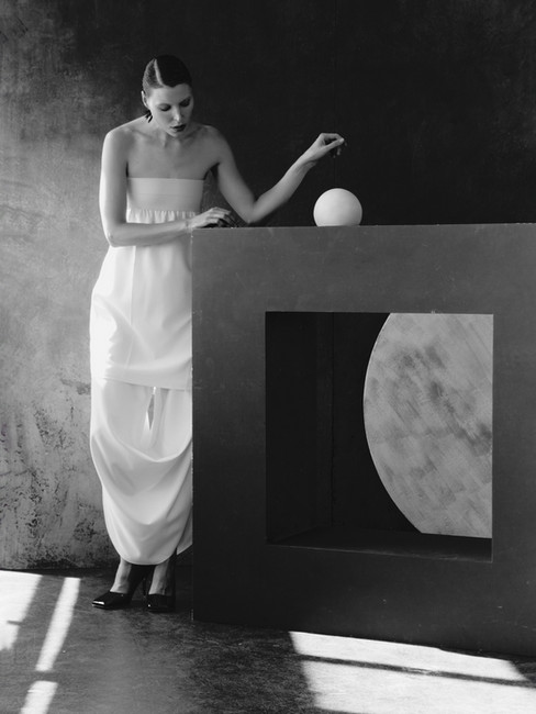 Ieke Booij photographed by Barney Arthur and styled by Ana Milenkovic with fashion from Taima Castor, Mira Maktabi, Sol Hansdottir, Nina Shao, Sally Phipps and Ryan Reeves.