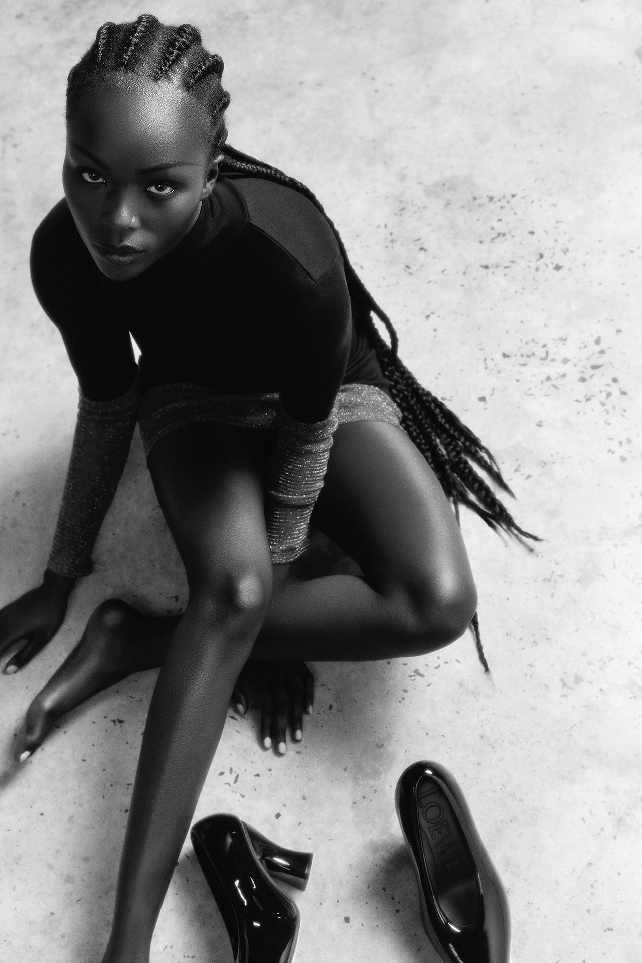 Josephen Akuei shot by Stephanie Cammarano and styled by Emma Boseley with Miu Miu, Loewe, Diesel, Aaizél, Acne Studios or Jacquemus