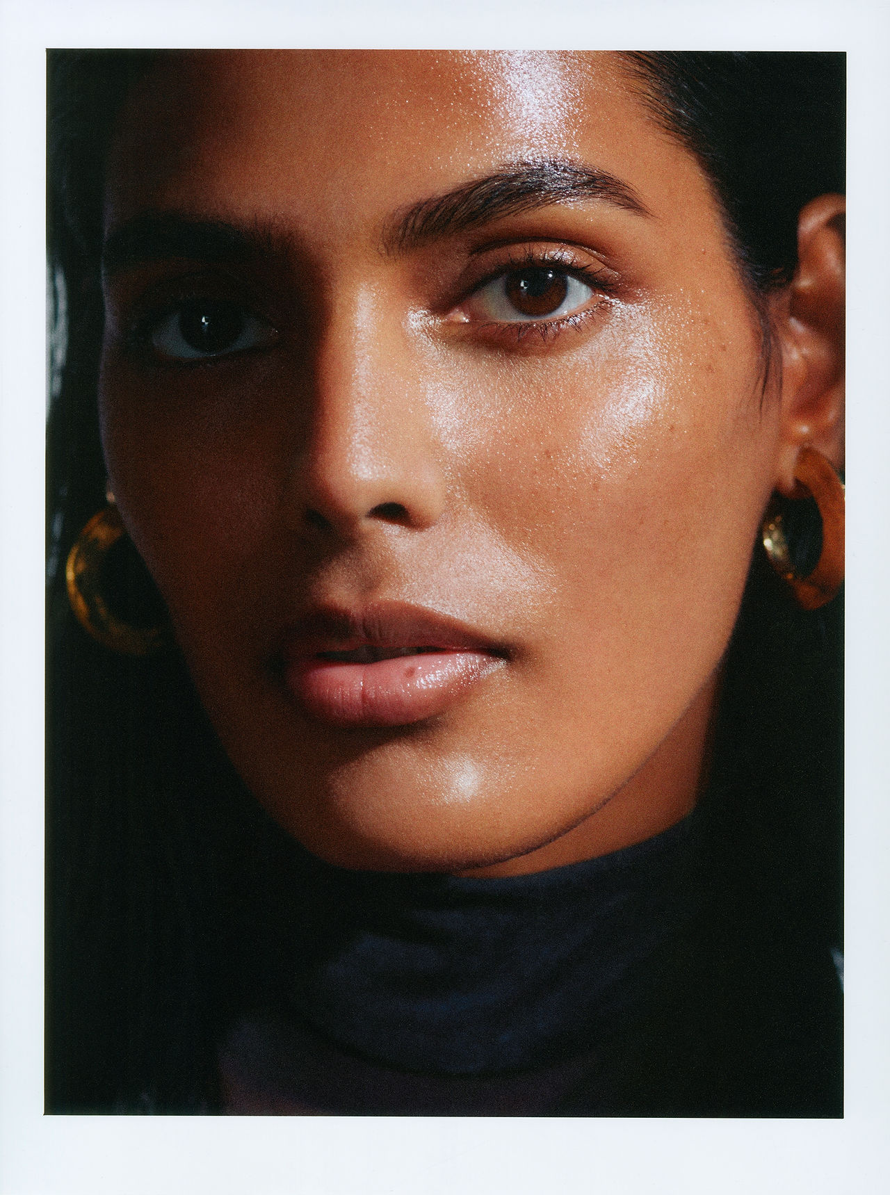 5ELEVEN Beauty Online Editorial. Skincare. Makeup. Skin. Eyeliner. Indian Model Samruddhi Shirodkar photographed by Christopher Fenner. Styled by Jodie Nellist. Fashion from Hugo Boss. David Koma. Giovanni Raspini. Misho Designs. Noon by Noor. Longchamp. Joseph