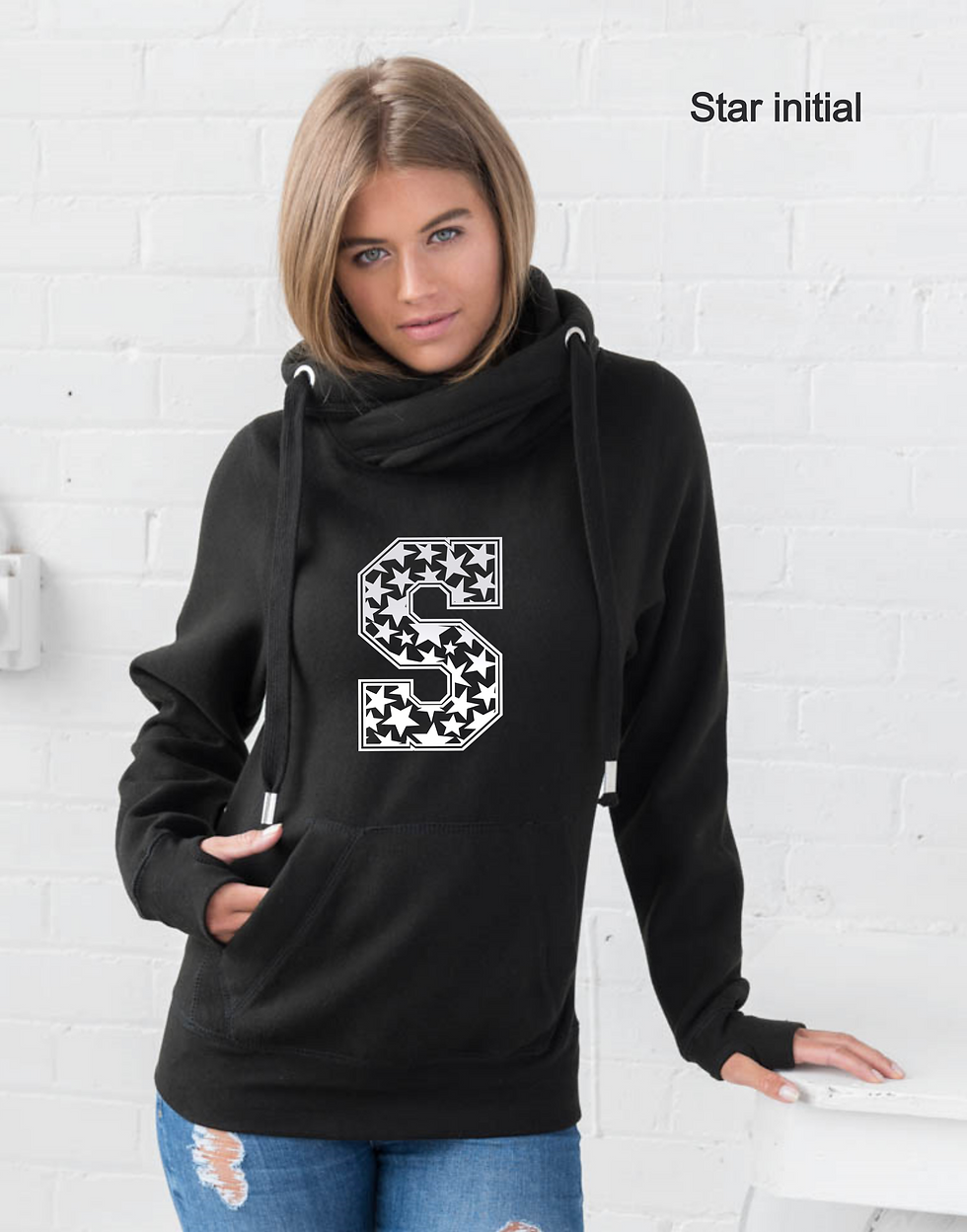 Thumbnail: Black cross-necked ladies hoody
