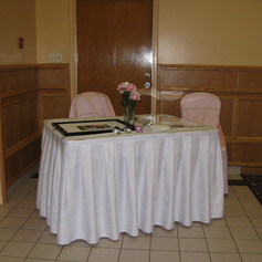 View of a table near the entrance of a reception hall