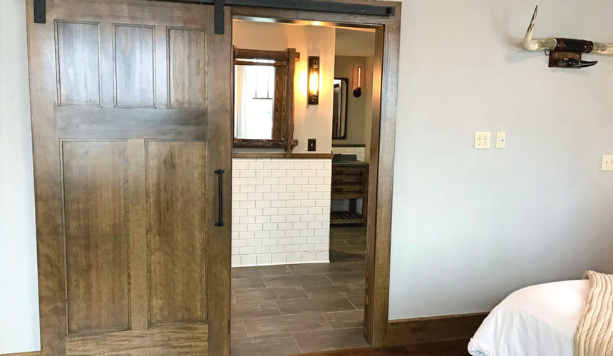 Barn doors, The Ranch Room, Pioneer Woman Boarding House Hotel, Pawhuska, Oklahoma