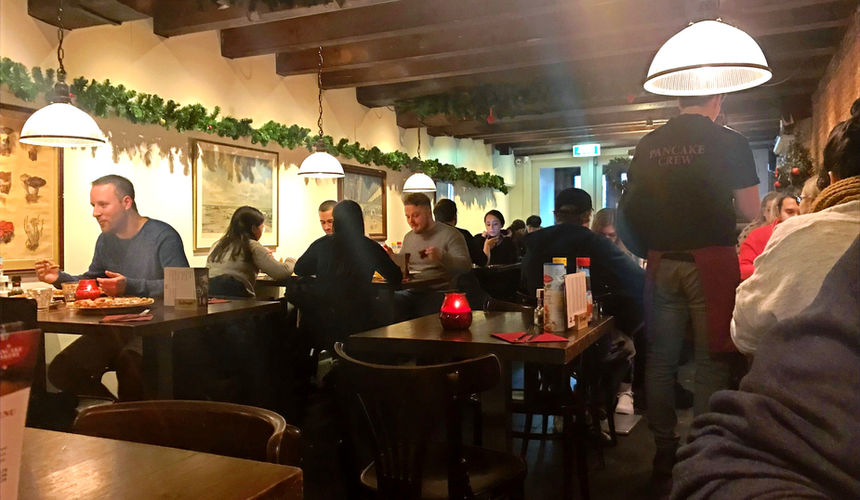 Inside seating at The Pancake Bakery, Amsterdam