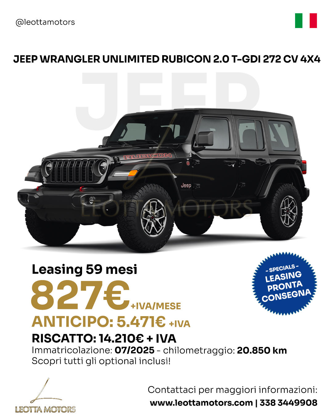 JEEP WRANGLER UNLIMITED RUBICON 2.0 T-GDI 272 CV 4X4 AUT.