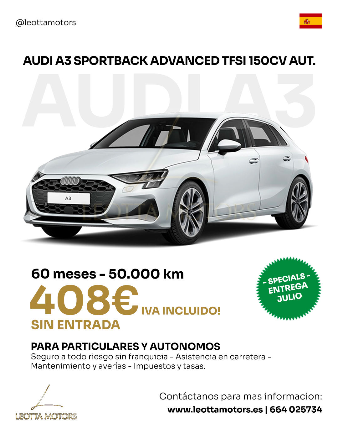 AUDI A3 SPORTBACK ADVANCED TFSI 150CV AUT.