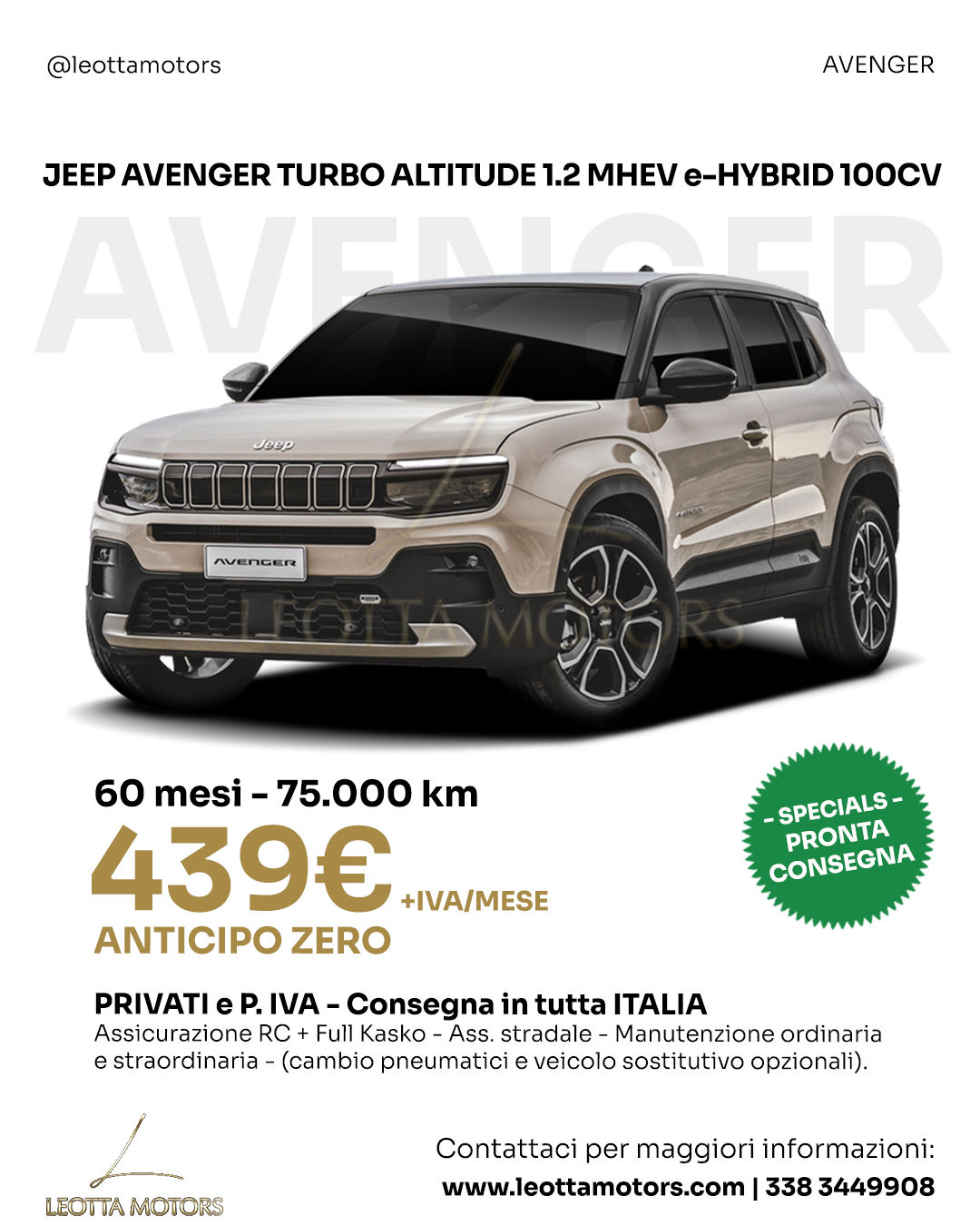JEEP AVENGER TURBO ALTITUDE 1.2 MHEV e-HYBRID 100CV