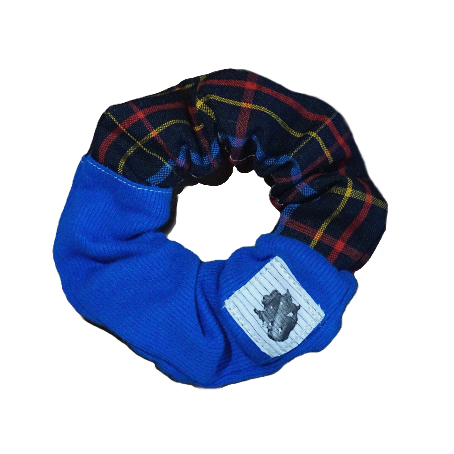 CODE BLUE PLAID SCRUNCHIE