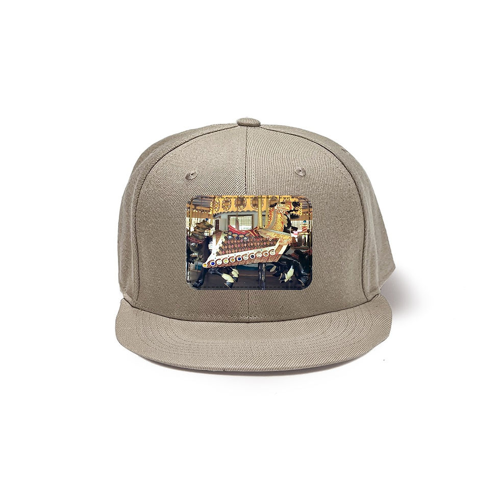 Thumbnail: Riverside Park Carousel Illions Horse Snapback Hat with Metal Buckle