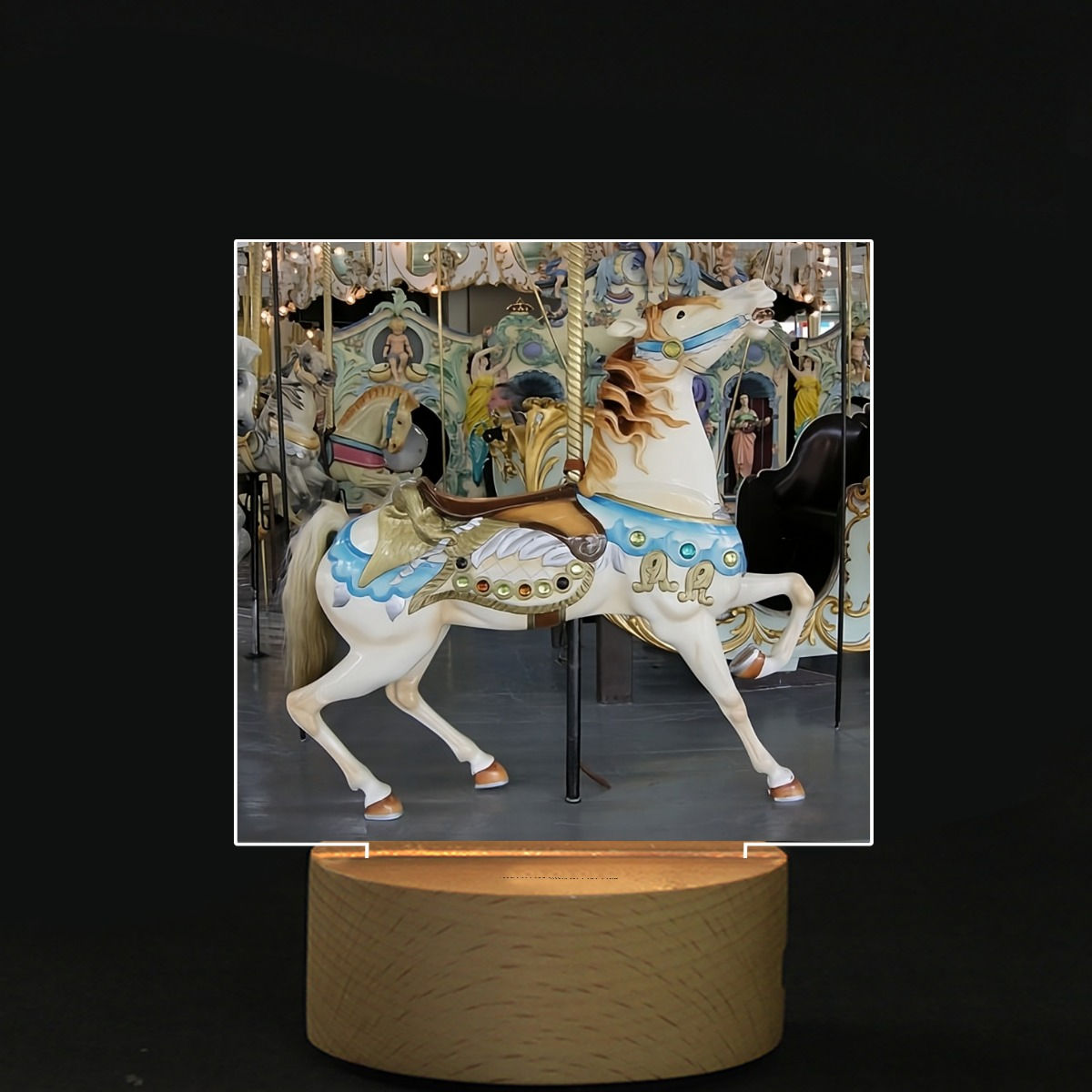 Crescent Park Looff Carousel circa 1895 Square Shape Acrylic board with Light