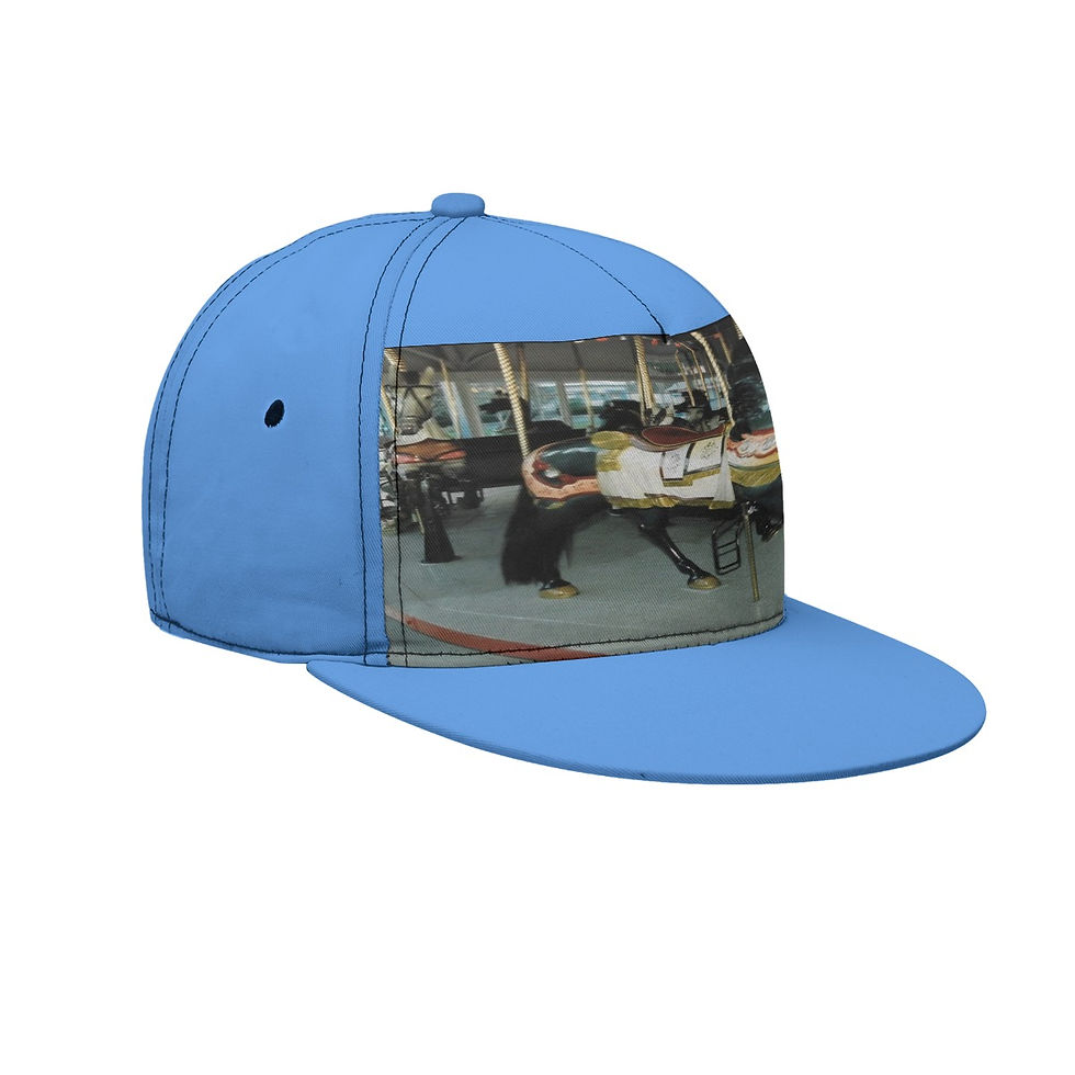 Thumbnail: Lake Compounce Carousel Drk Grey Horse Flat-Brim Baseball Cap With Box