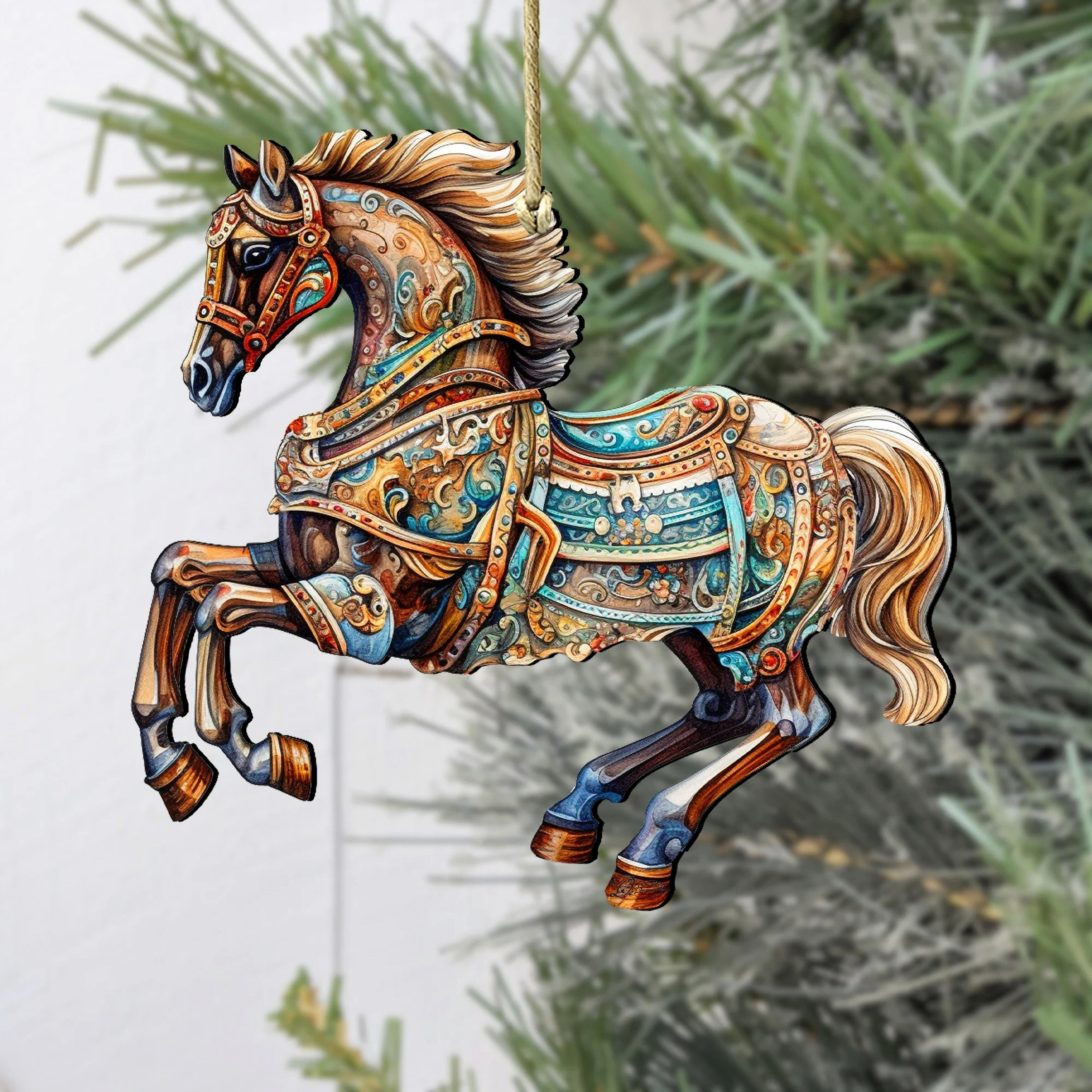 Carousel Horse Wooden Ornament