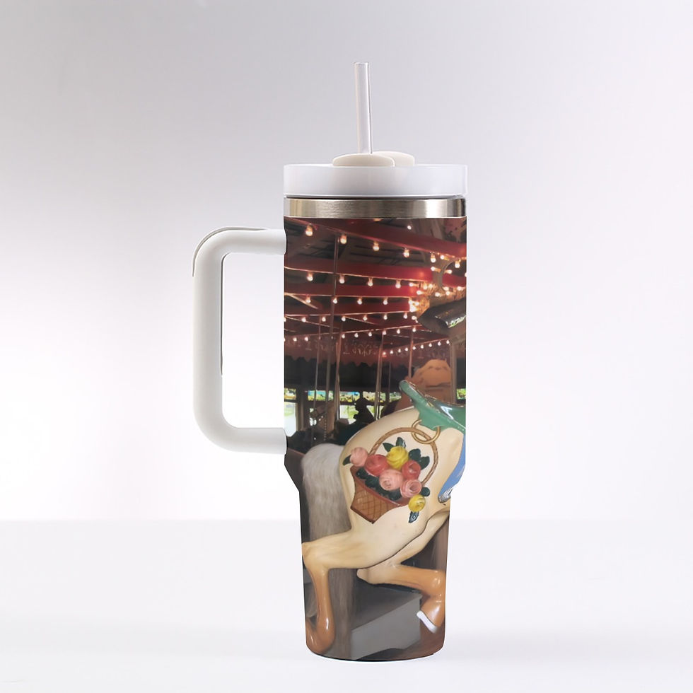 Bushnell Park Carousel Flower Basket Horse 40 oz Tumbler With Handle