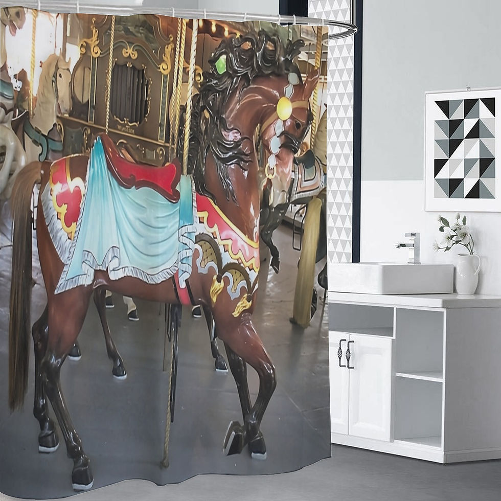Thumbnail: Lake Compounce Carousel Lead Horse Shower Curtain