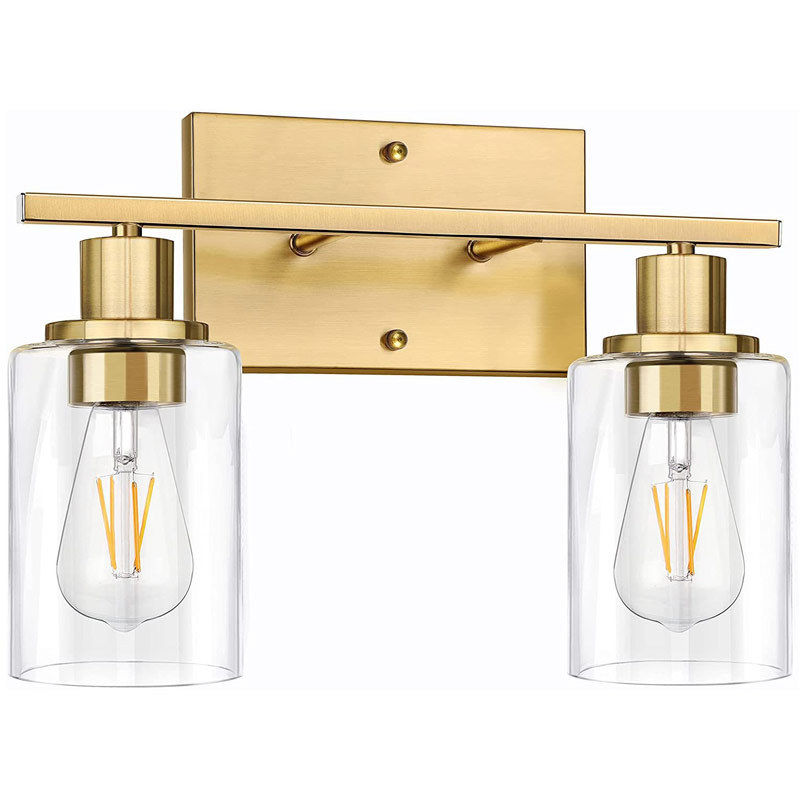 Thumbnail: 2-Light Bathroom Vanity Light Fixtures Vintage Industrial Metal Glass Sconces Ma