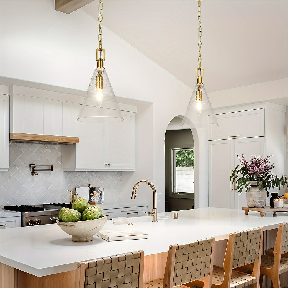 Thumbnail: 1pc Modern Clear Cone Glass Pendant Chandelier - Adjustable Rods, Flush Mount Me