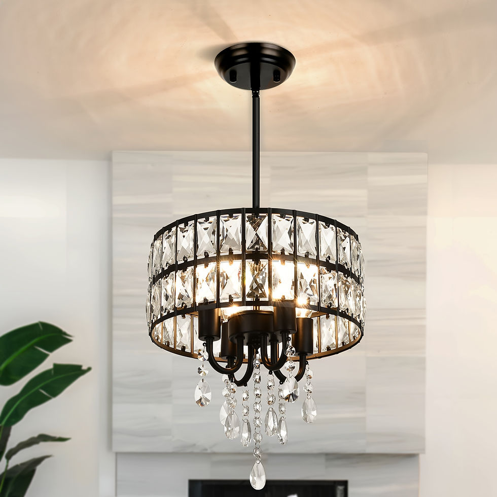 Thumbnail: Elegant 4-Light Modern Crystal Chandelier, Adjustable E12 Pendant Light Fixture 
