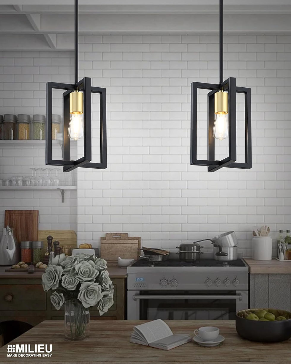 Thumbnail: Farmhouse Rustic 3 Pack 1 Light Gold Vintage Hanging Industrial Kitchen Island P