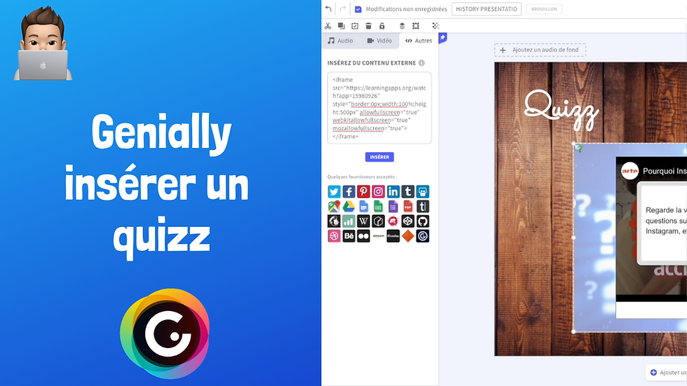 Genially - Insérer un quizz - Partie 7/8