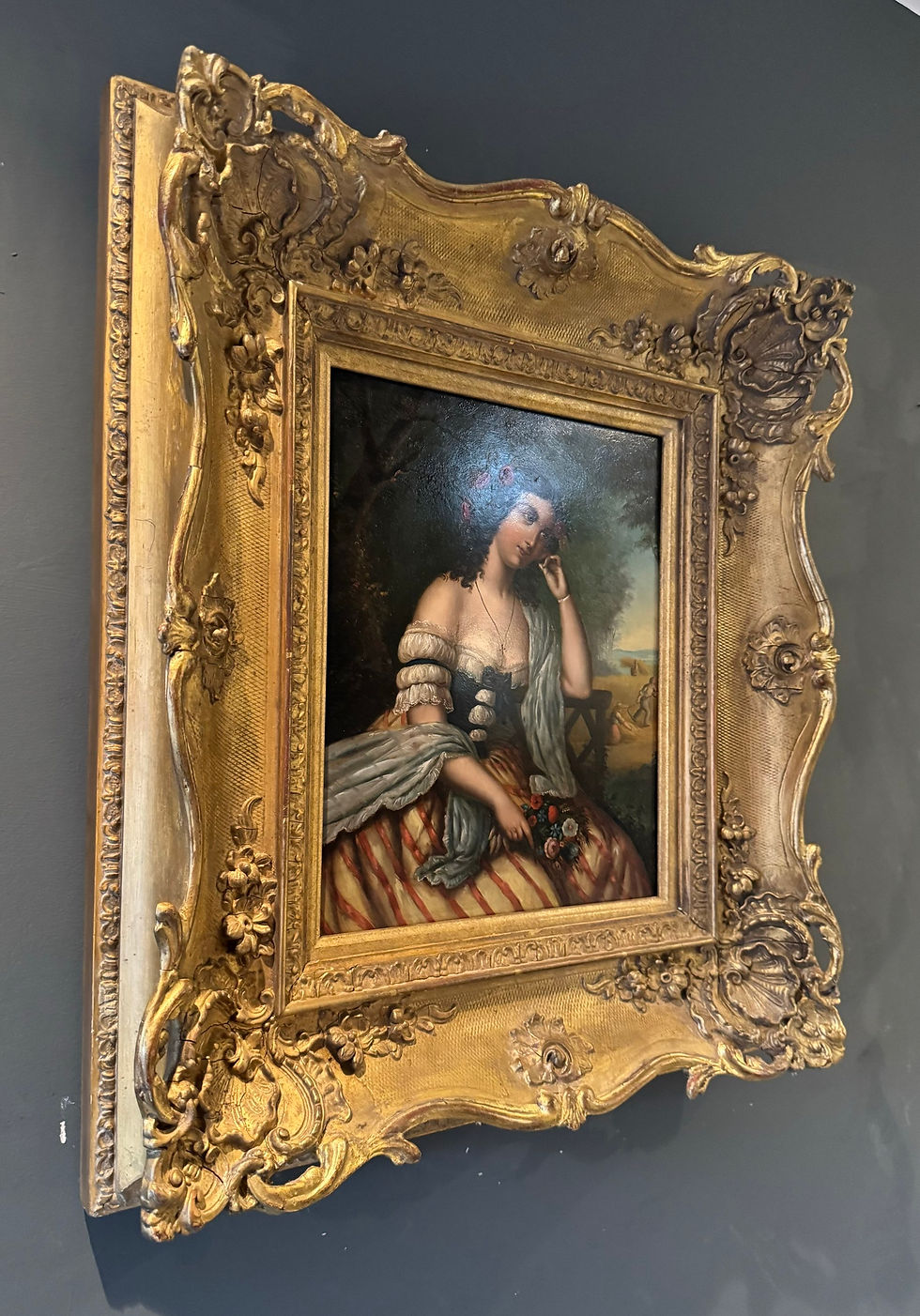 Thumbnail: 19th Century Oil Painting ‘A Seated Elegant Lady’ 