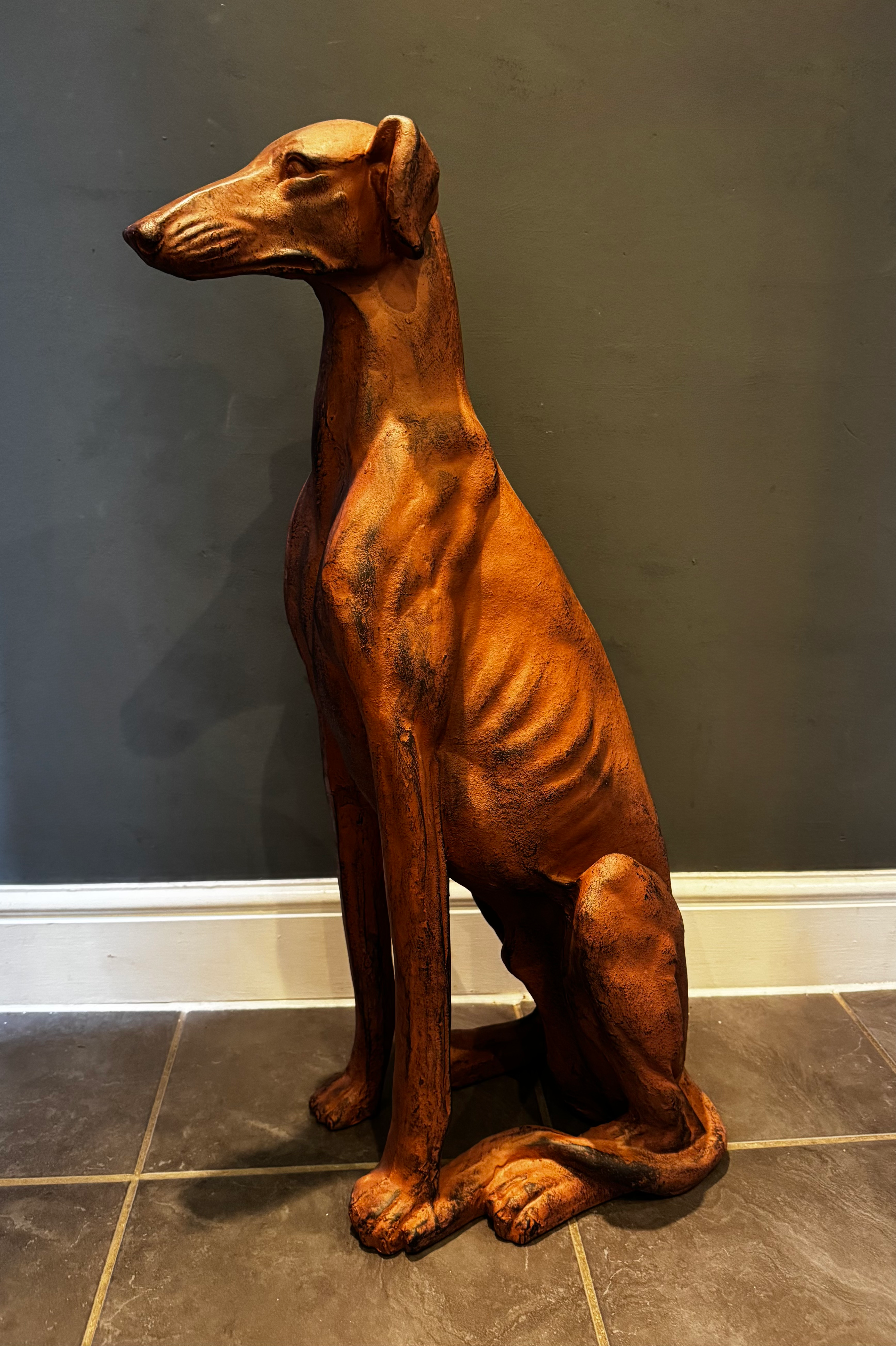 Large Sculpture of a Sitting Greyhound 