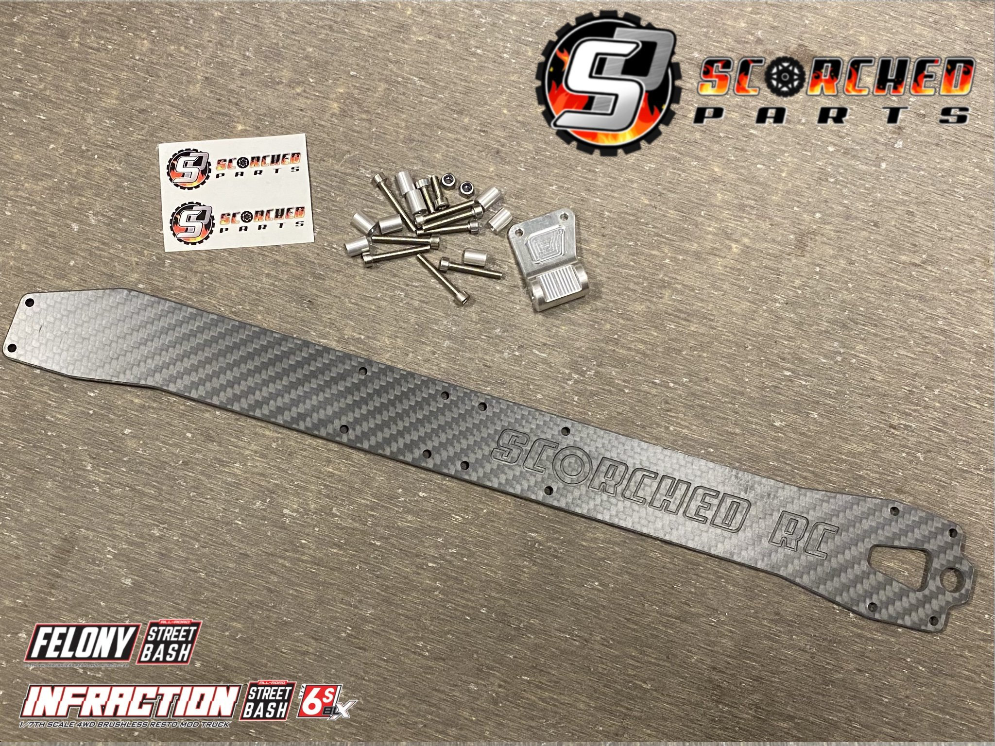 Scorched Rc Carbon Fibre Center Torsion Brace Top Deck Arrma Infraction Island Hobby Nut