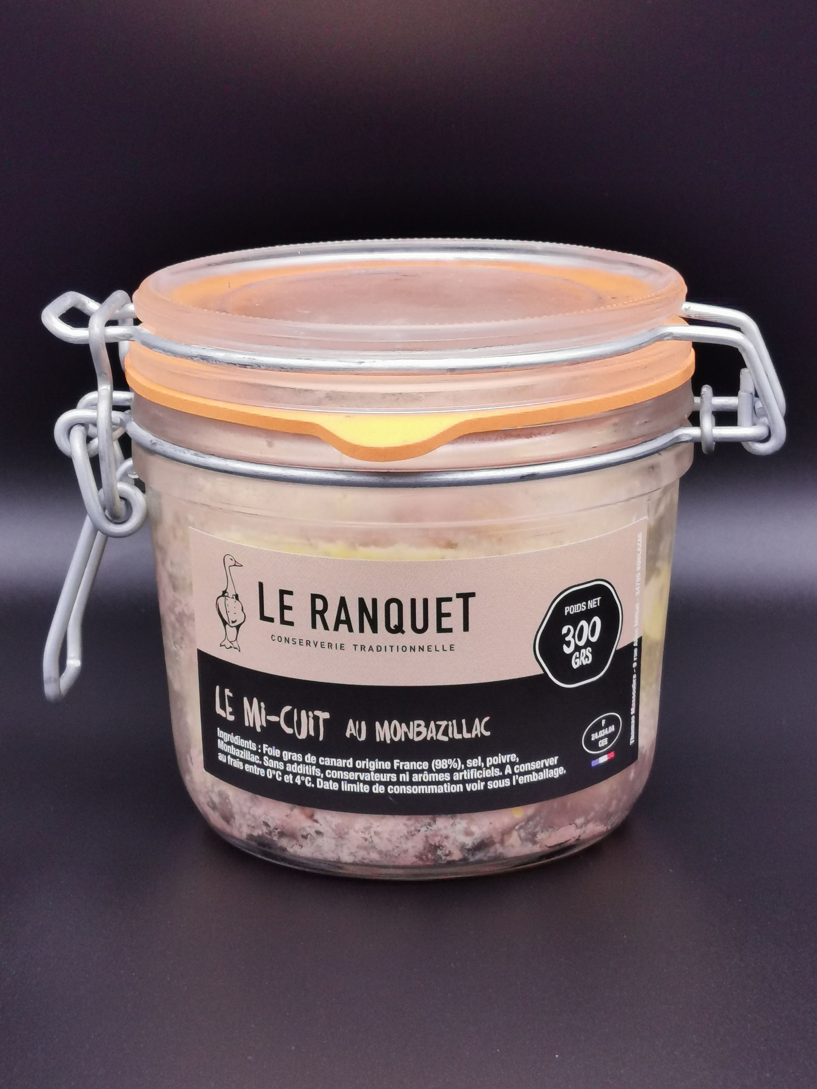 Foie gras de canard mi-cuit au Monbazillac 300 grs