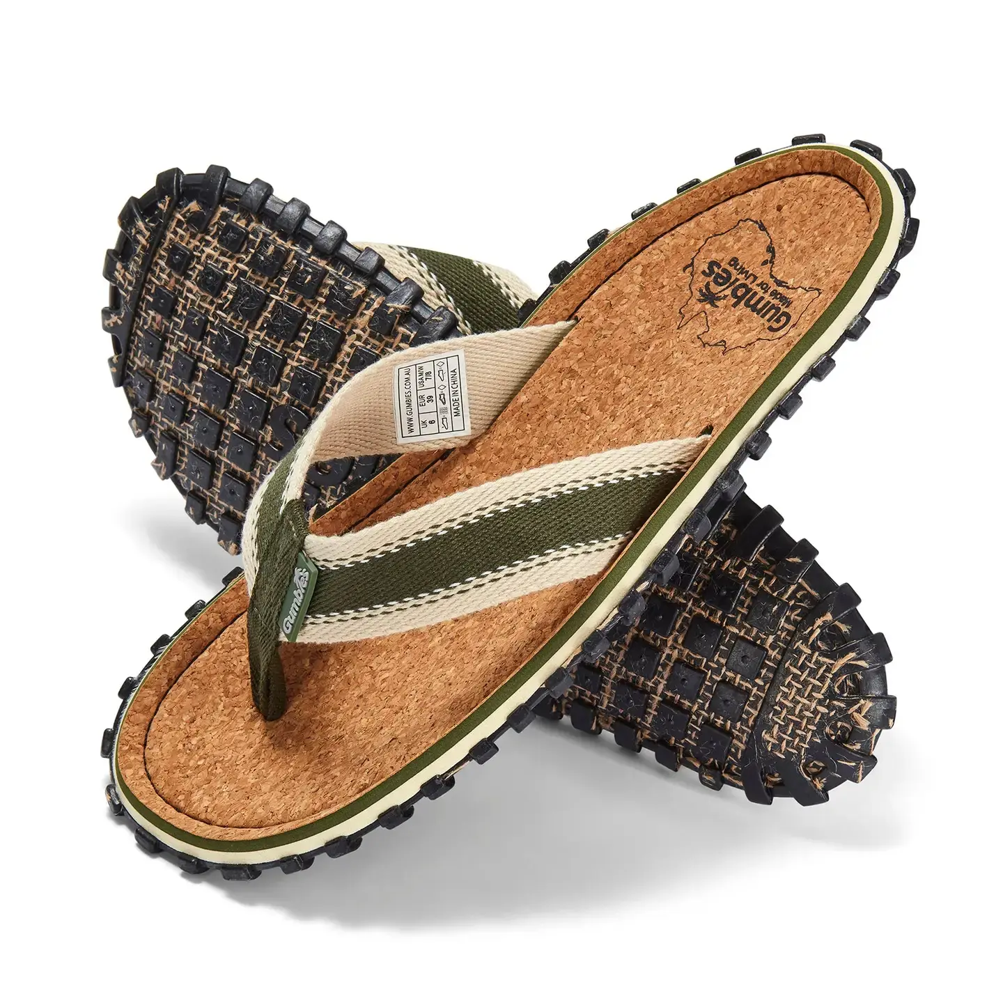 Gumbies Corker Flip Flops Khaki