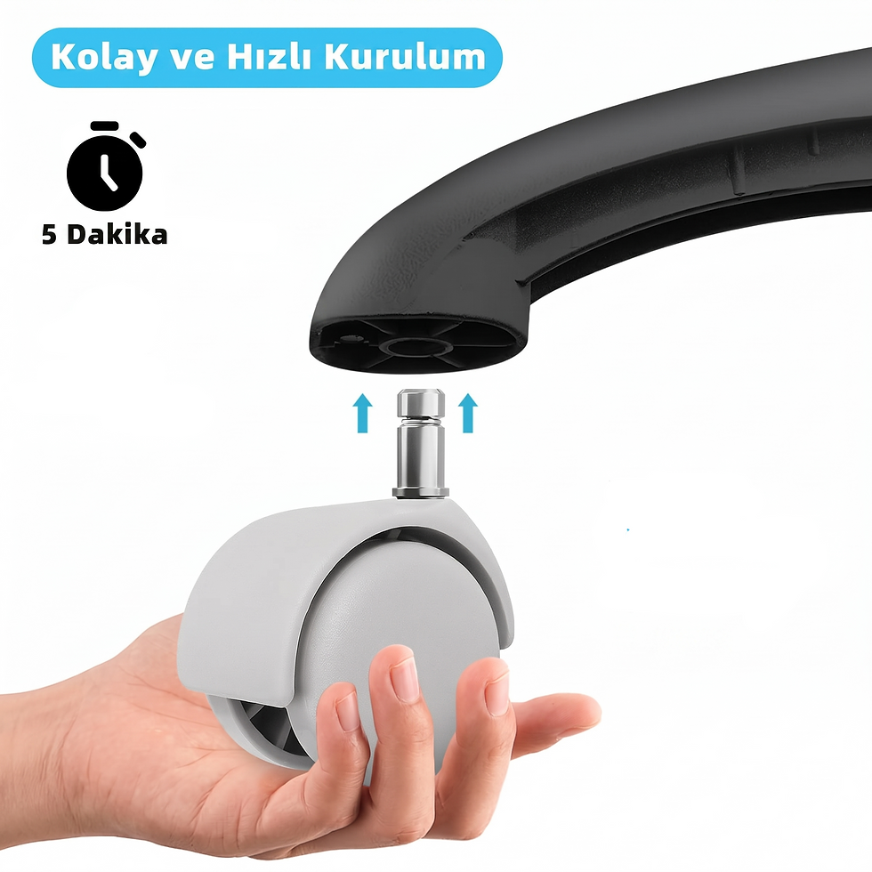 Küçük resim: 5 Adet BEYAZ Çalışma Sandalyesi Tekerlek, Ofis Sandalyesi Tekeri, 11 mm Geçmeli