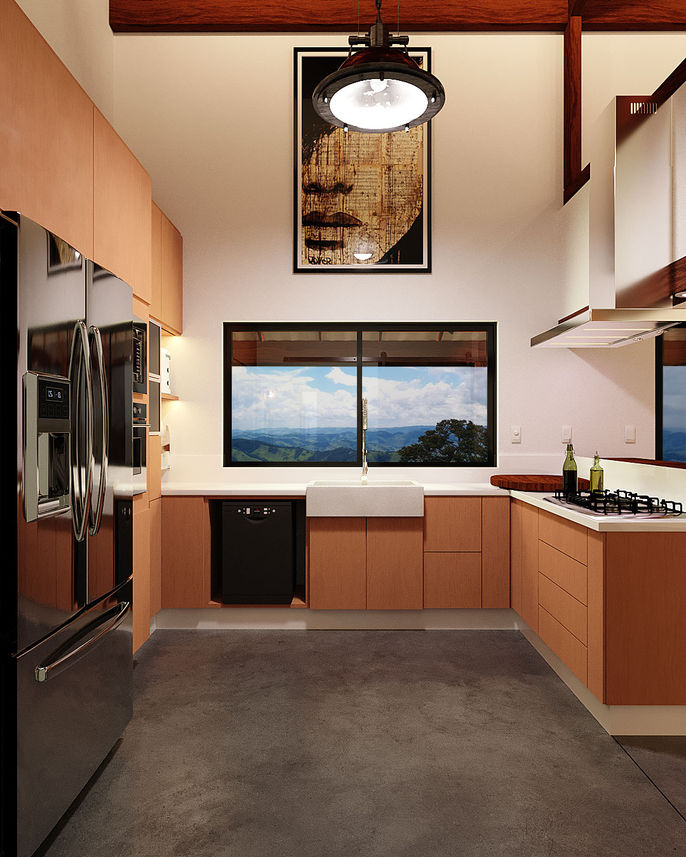 Cozinha de casa de campo - imagem 3d - render