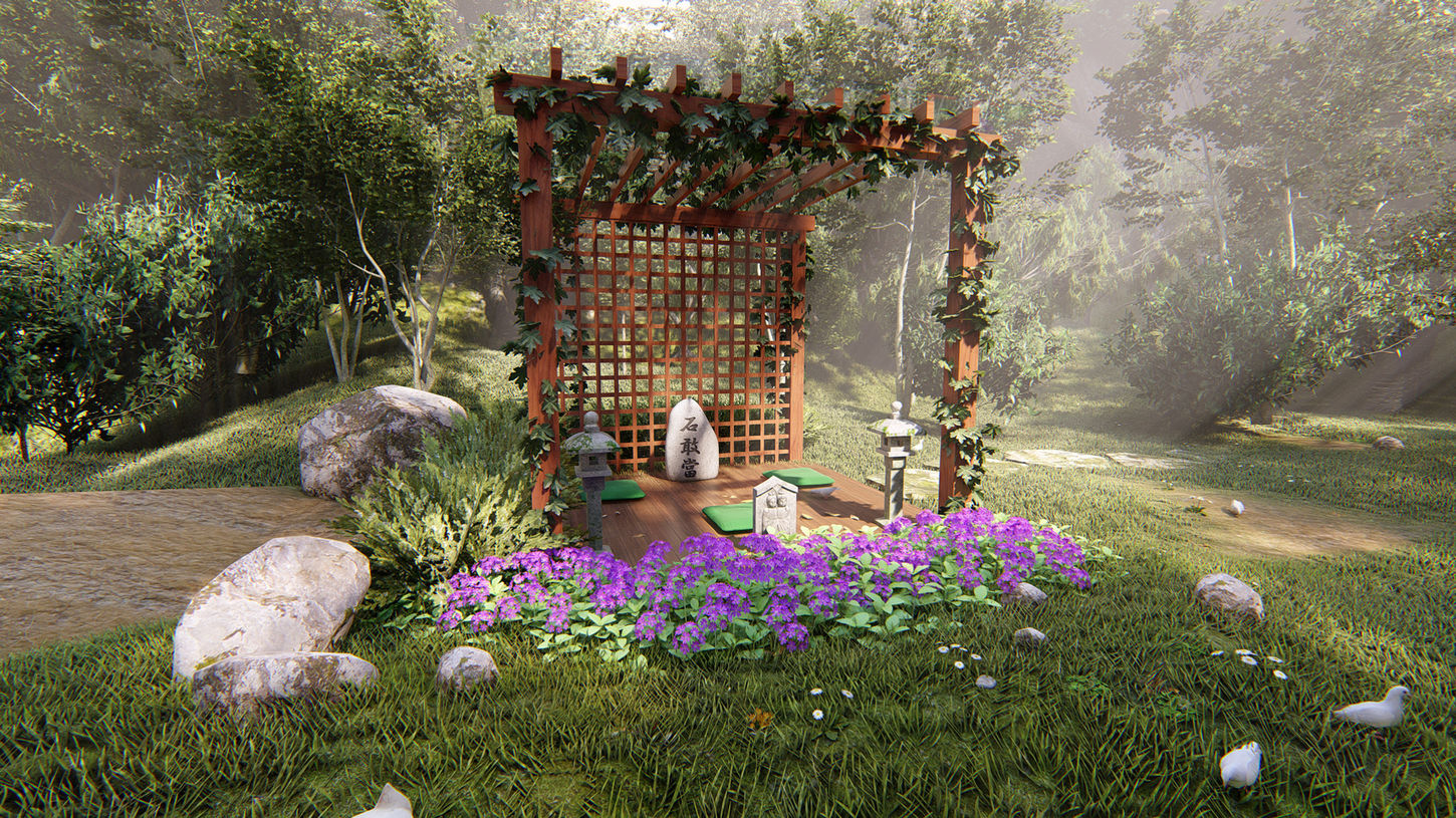 Espaço de Meditação, meditation, paisagismo, paisagism, 3d renderer, lumion, render realista, casa de campo, country house, 3d plants, animation