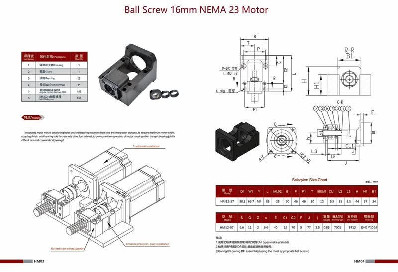 Thumbnail: DFU2005 BallScrew 20mm Ballscrew+Nut + BK/BF15 End Supp... 60mm Mt (1520-2950mm)