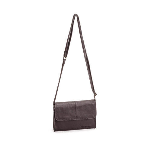 House of SajacoLeather Flap Bag Small Dark Brown framsida