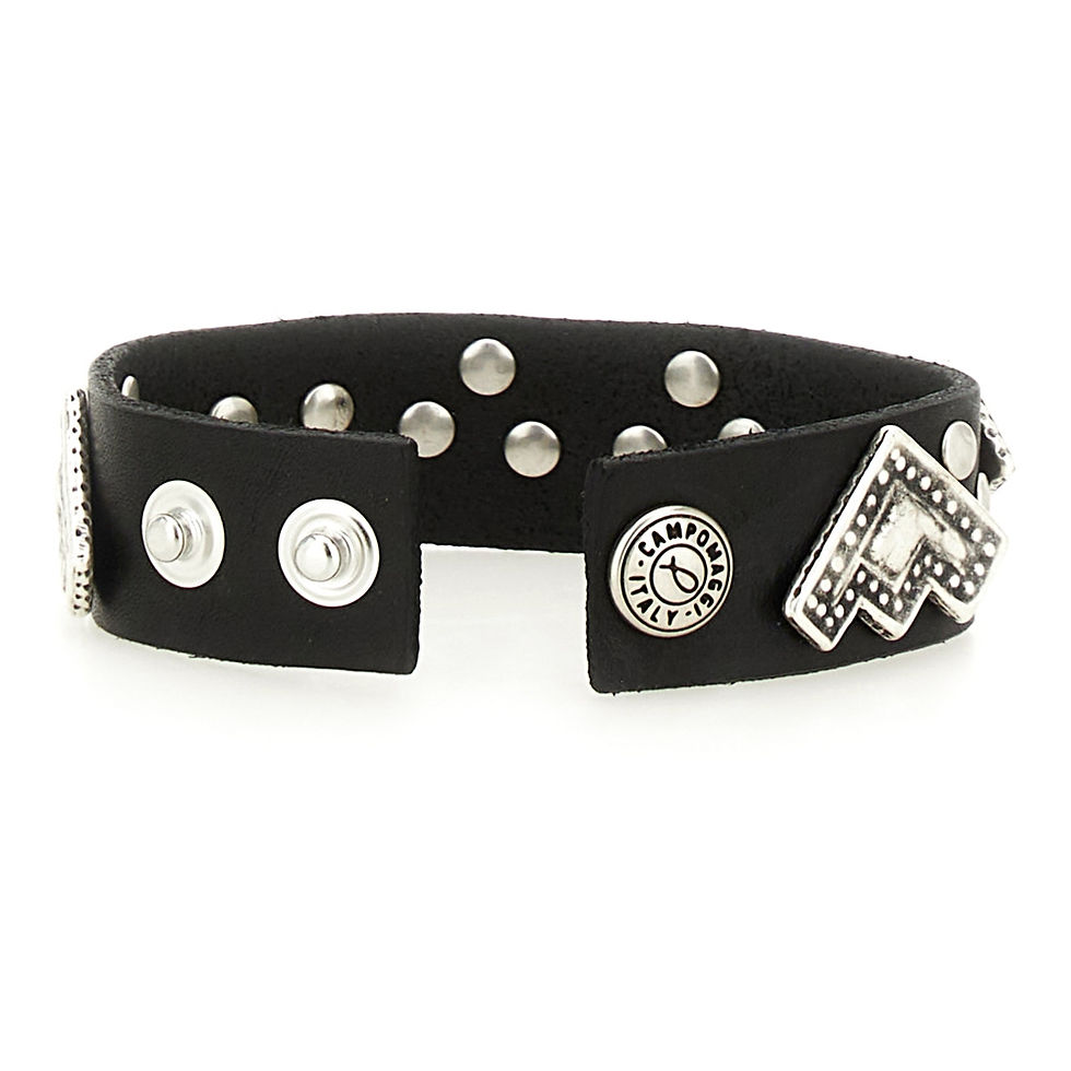 Miniatyrbild: Campomaggi Läderarmband Svart undersida uppknäppt armband