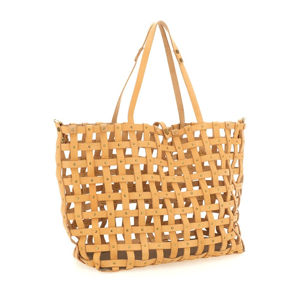 Campomaggi Shoppingbag Valeria i vävt naturfärgat läder