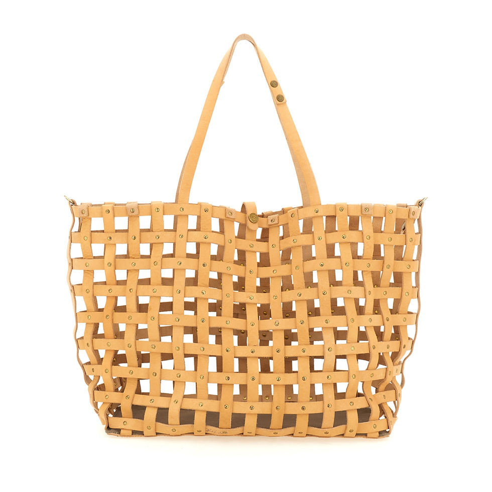 Campomaggi Shoppingbag Valeria i vävt naturfärgat läder