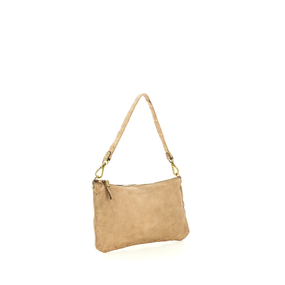 Campomaggi axelremsväska i läder Beige framsida