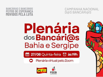 Bancários da Bahia e Sergipe realizam plenária nesta quinta-feira