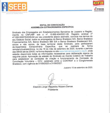EDITAL DE CONVOCAÇÃOASSEMBLEIA EXTRAORDINÁRIA ESPECÍFICA