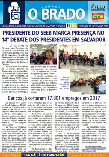 Atenção Bancários: Já saiu a segunda edição do mês de Novembro do Jornal O Brado da SEEB de Juazeiro