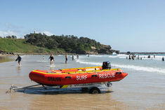 Inflatable Rescue Boat on the Beach