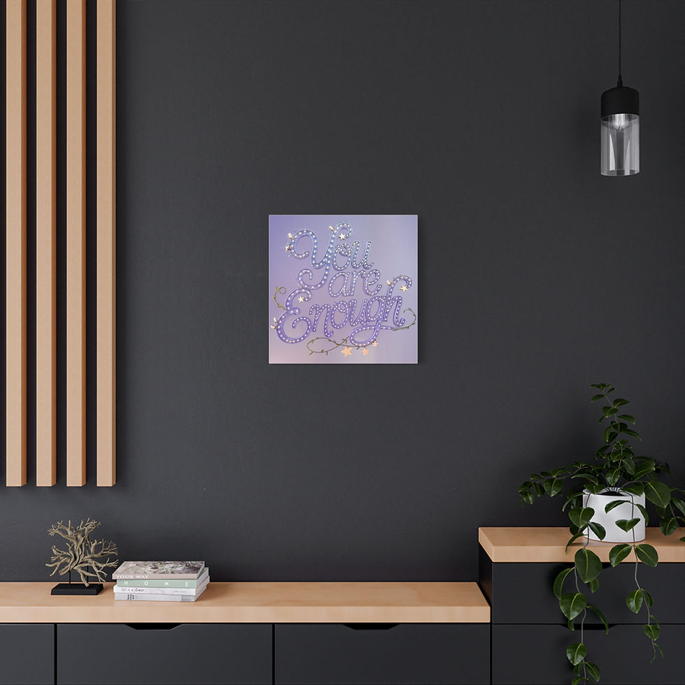 Thumbnail: “You Are Enough” inspirational canvas in warm lighting