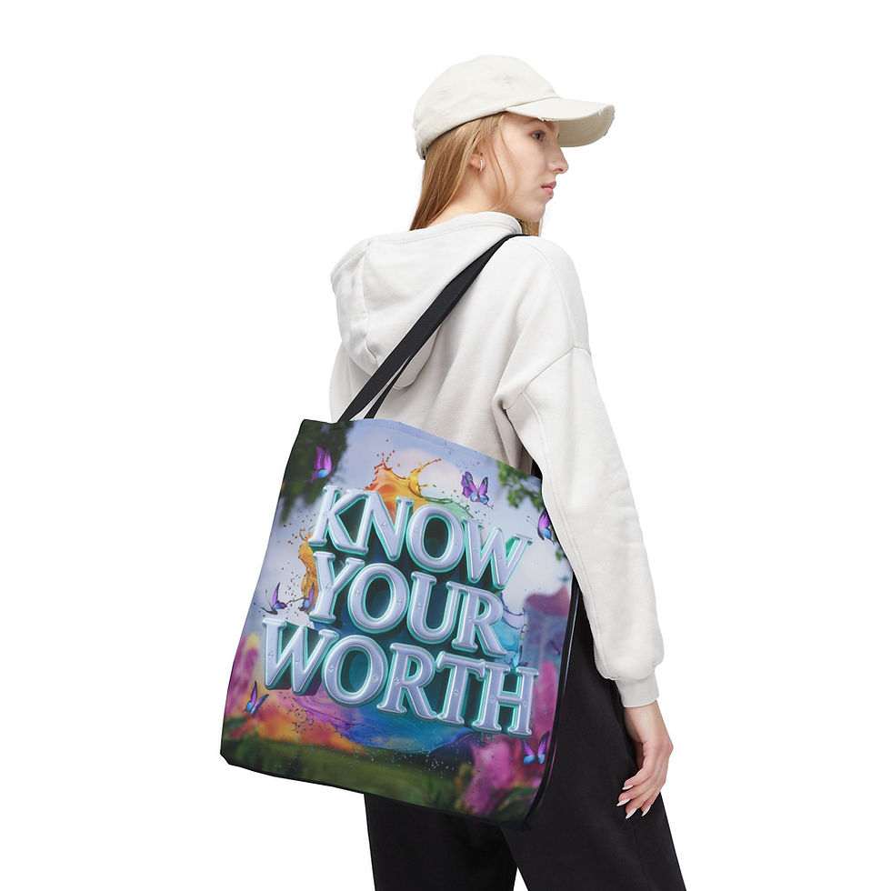 Thumbnail: inspirational tote bag know your worth quote