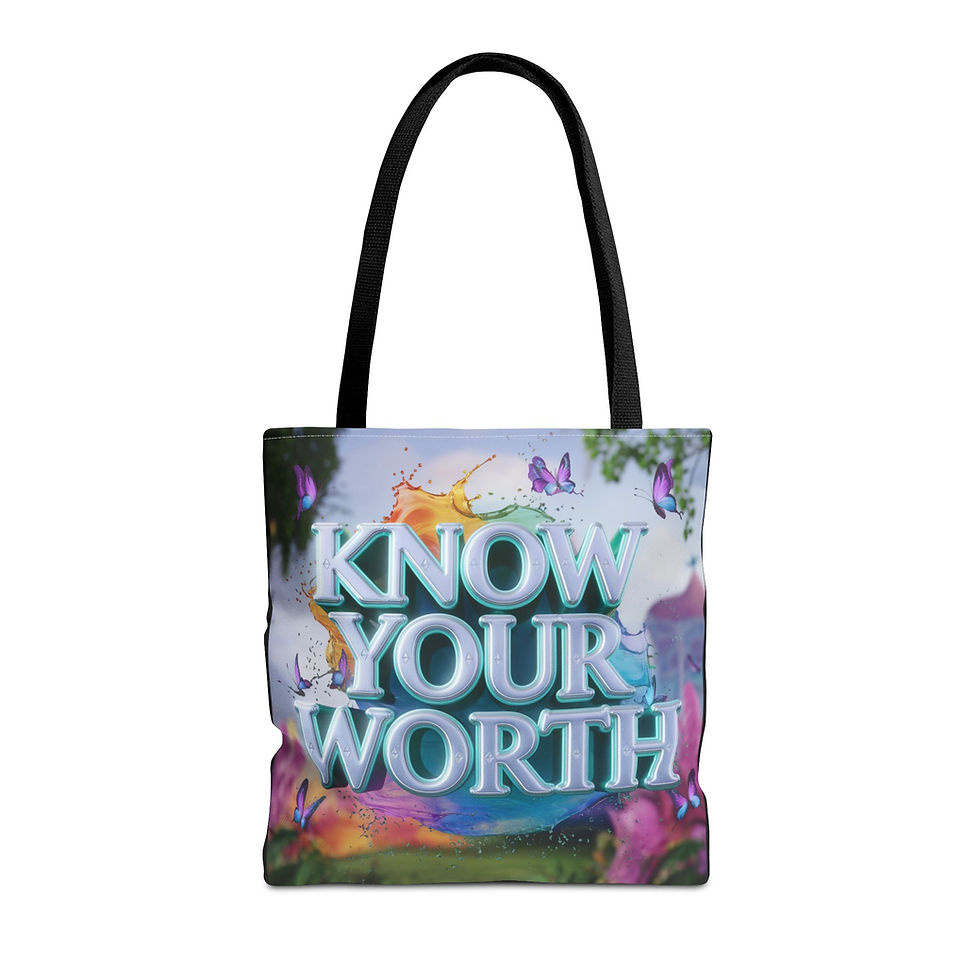 Thumbnail: inspirational tote bag know your worth quote