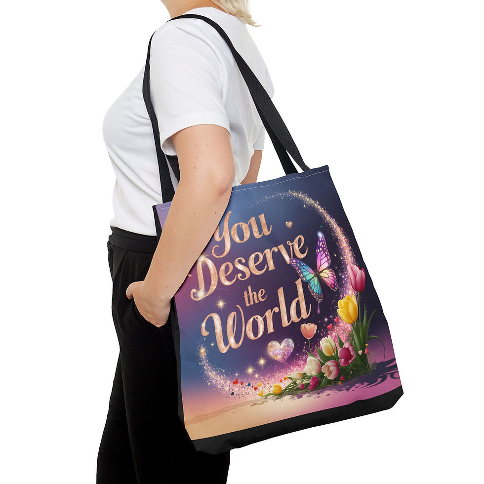 Thumbnail: you deserve the world motivational tote bag