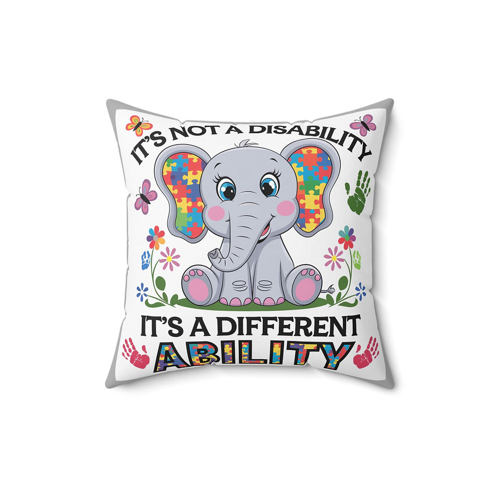 Thumbnail: autism awareness pillow with flowers and elephant
