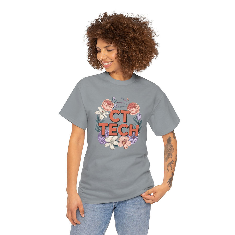 Thumbnail: CT Technologist Shirt – Bold Coral Floral Wreath Edition