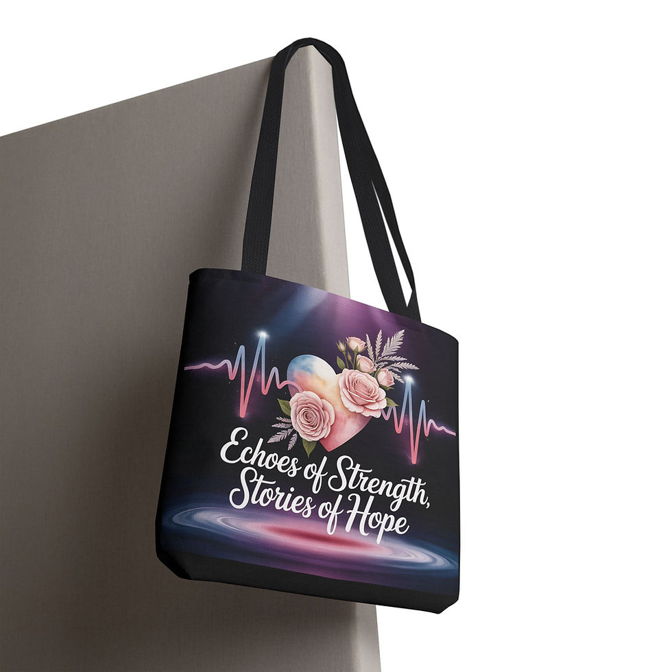 Thumbnail: Echoes of Strength Ultrasound Tech Bag – Black with Sound Wave Floral Art