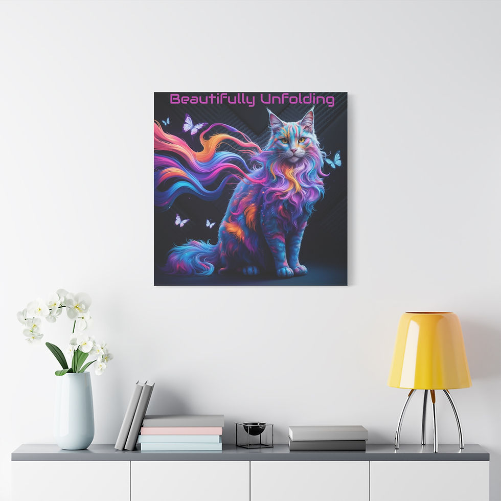 Thumbnail: Vibrant cat canvas art beautifully unfolding on wall